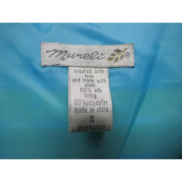 MURELI Sz S Small 100% Silk Aqua Blue Green Plaid Lined Jacket w/ Tags - Picture 7 of 15